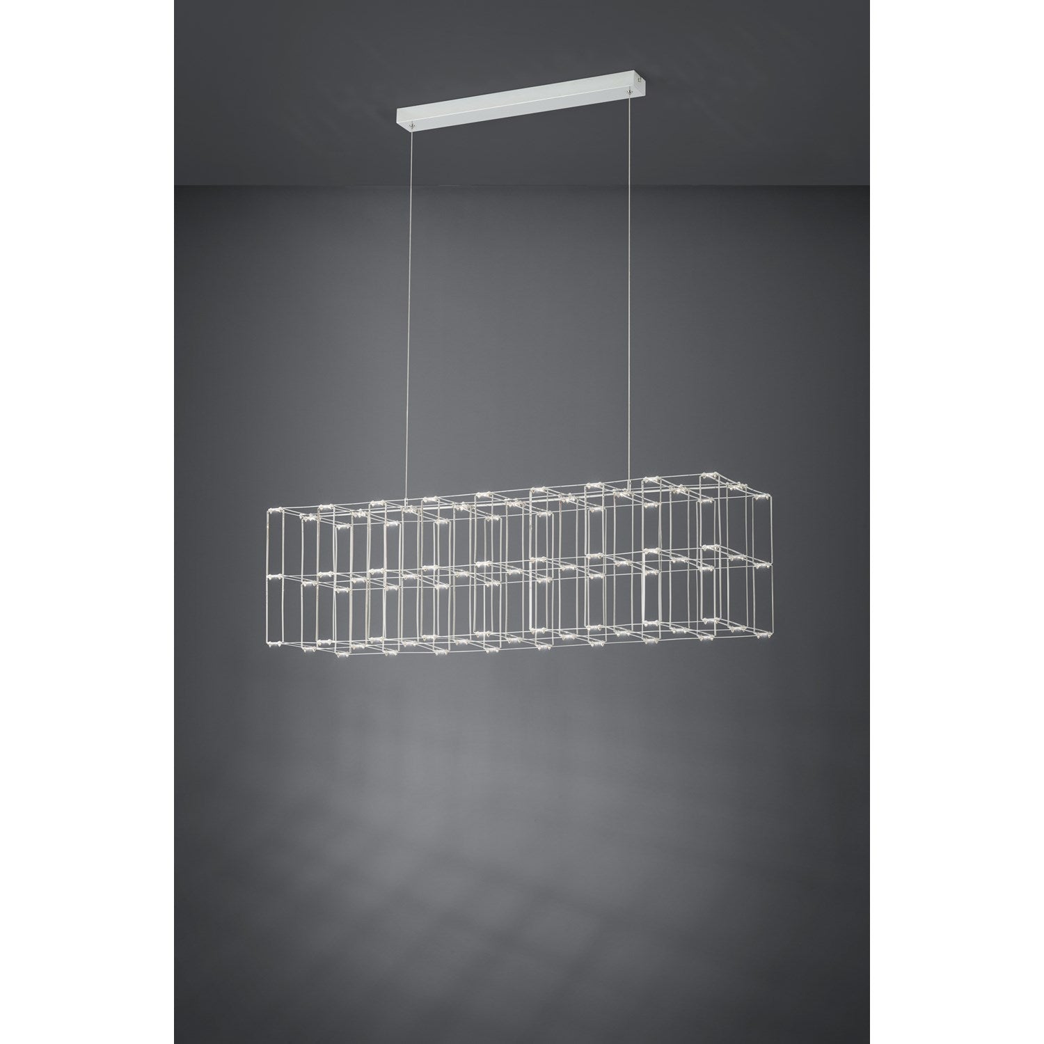 Integrated Led Linear Geomteric Cage Pendant W/ Chrome Finish