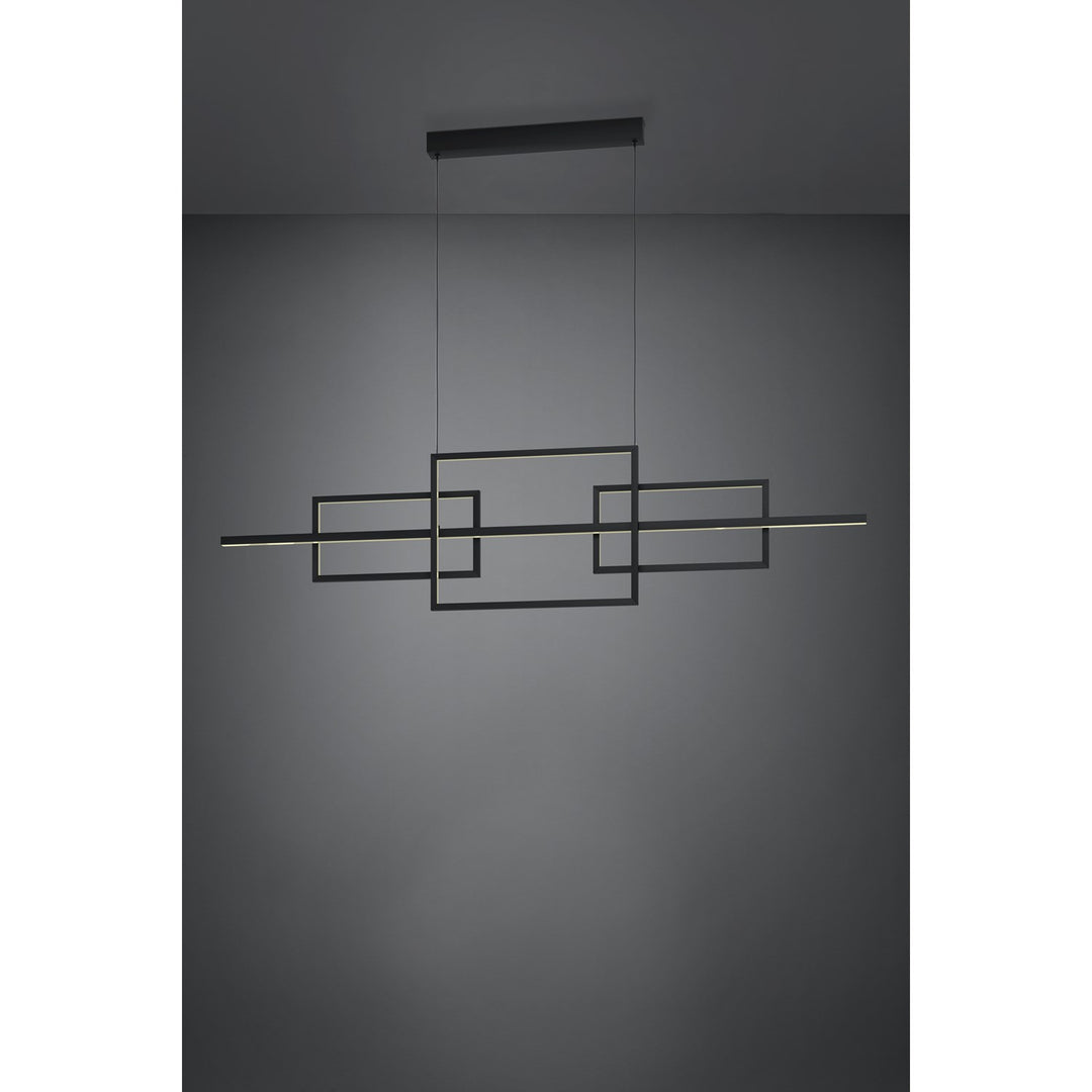 Integrated Led Linear Pendant W/ Black Finish & Geometric Design
