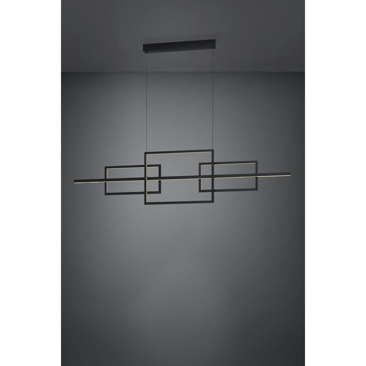 Integrated Led Linear Pendant W/ Black Finish & Geometric Design
