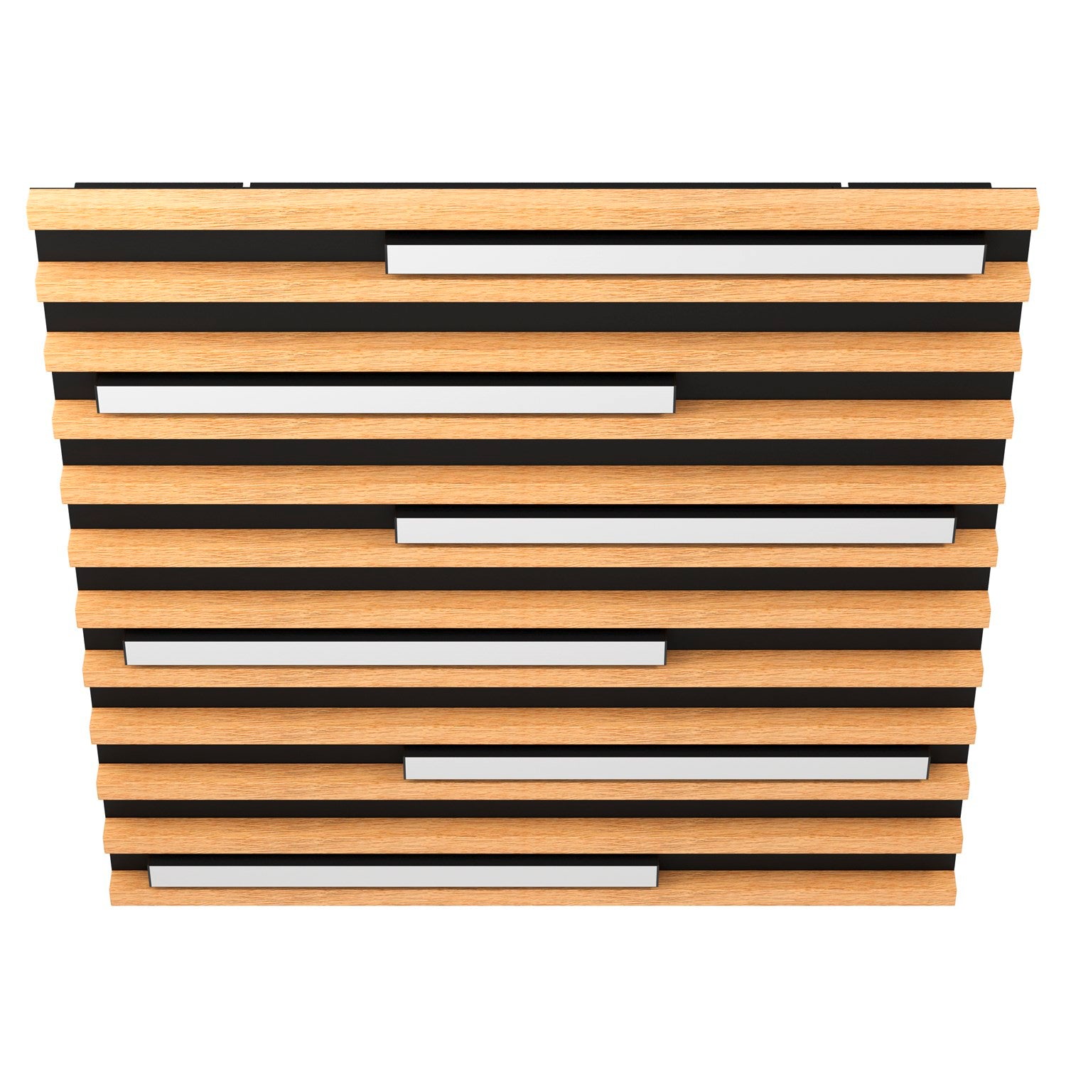 Led Square Ceiling Light W/ Black Metal Body & Oak Veneer Elements by Eglo