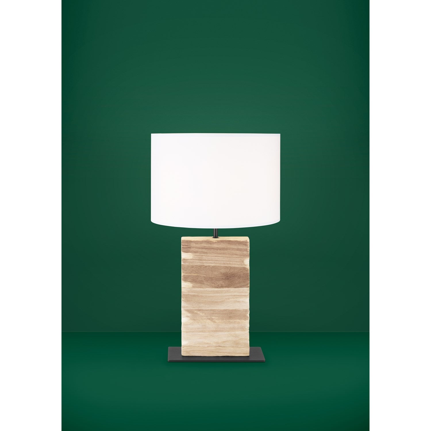 1 Light Table Lamp W/ A Natural Wood Body & White Fabric Shade