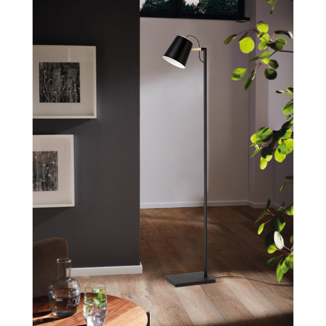 1 Light Floor Lamp W/ Structured Black Finish & Black
