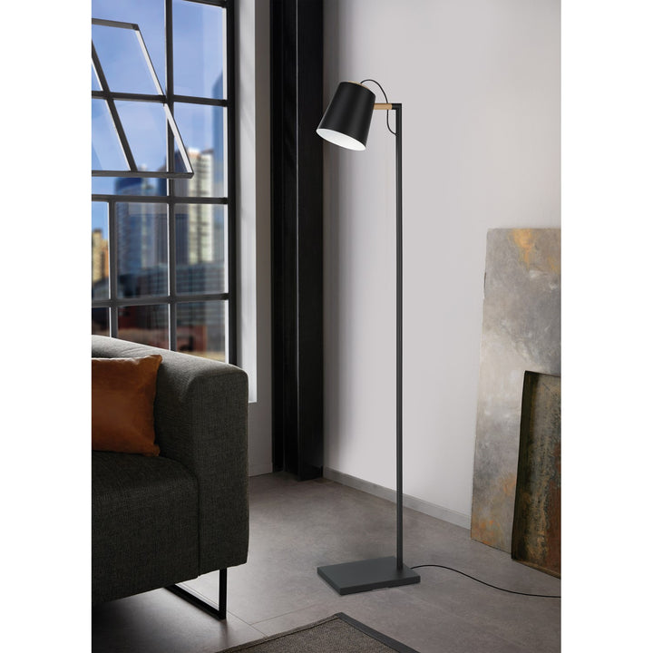 1 Light Floor Lamp W/ Structured Black Finish & Black
