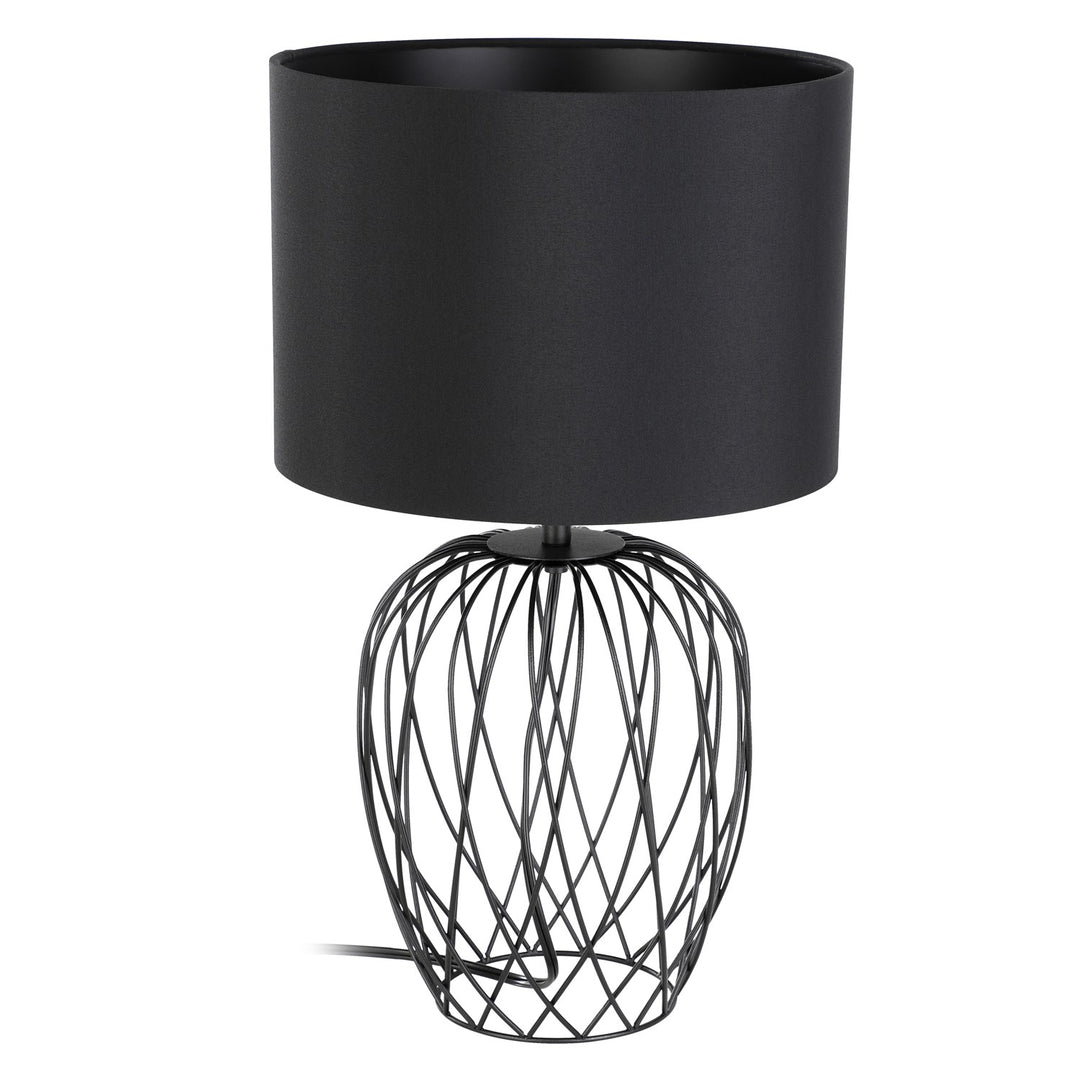 1 Light Table Lamp W/ Black Wire Frame Base & Black Fabric Shade by Eglo