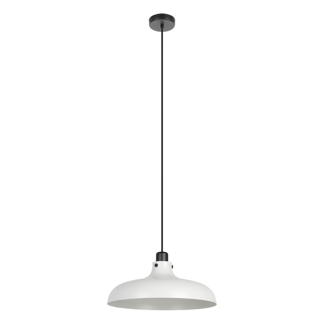 1 Light Pendant W/ Black Finish & Light Grey Metal Shade by Eglo