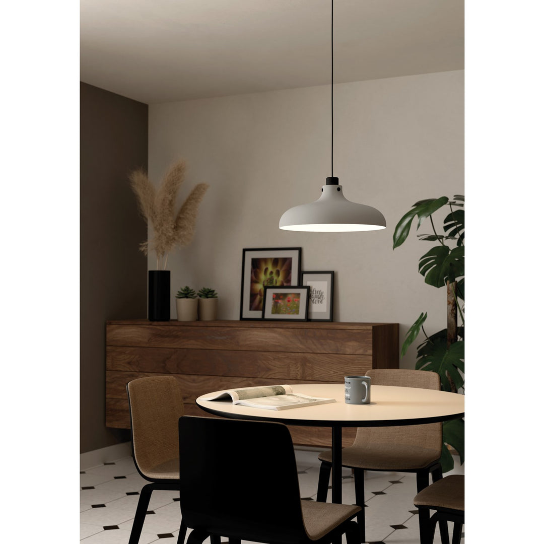 1 Light Pendant W/ Black Finish & Light Grey Metal Shade