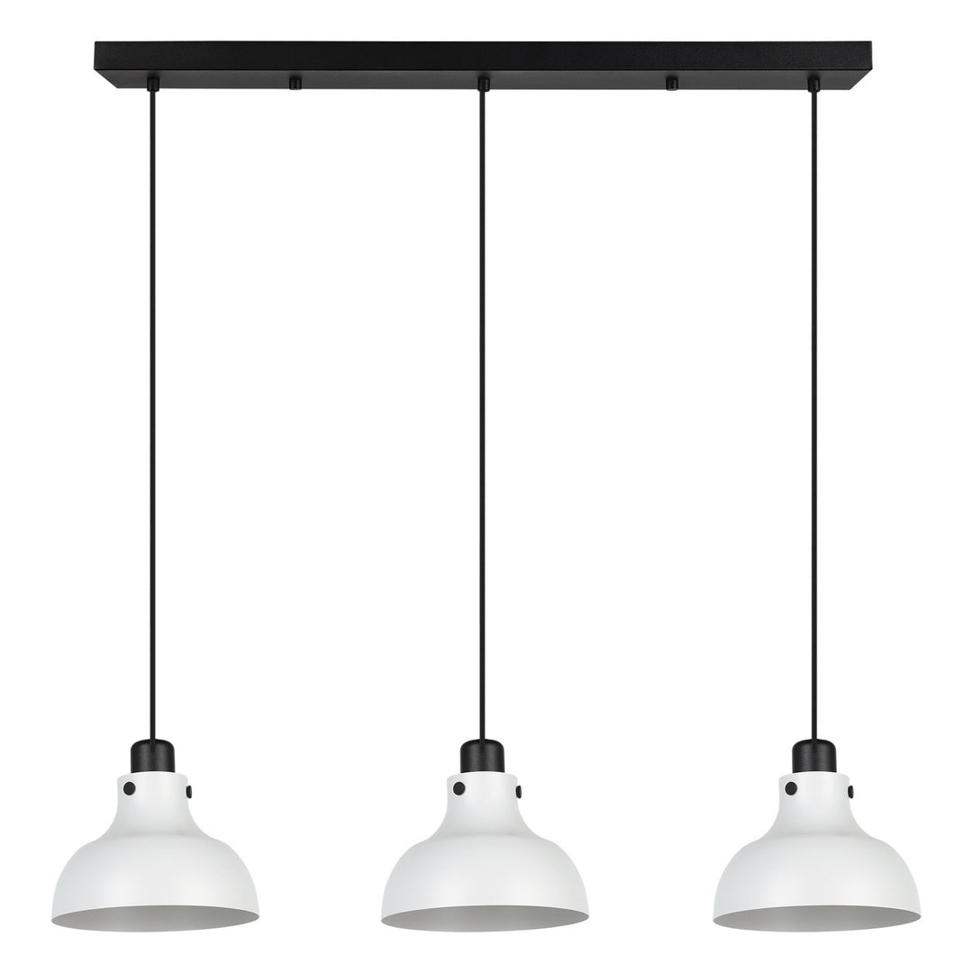 3 Light Linear Pendant W/ Black Finish & Light Grey Metal Shades by Eglo