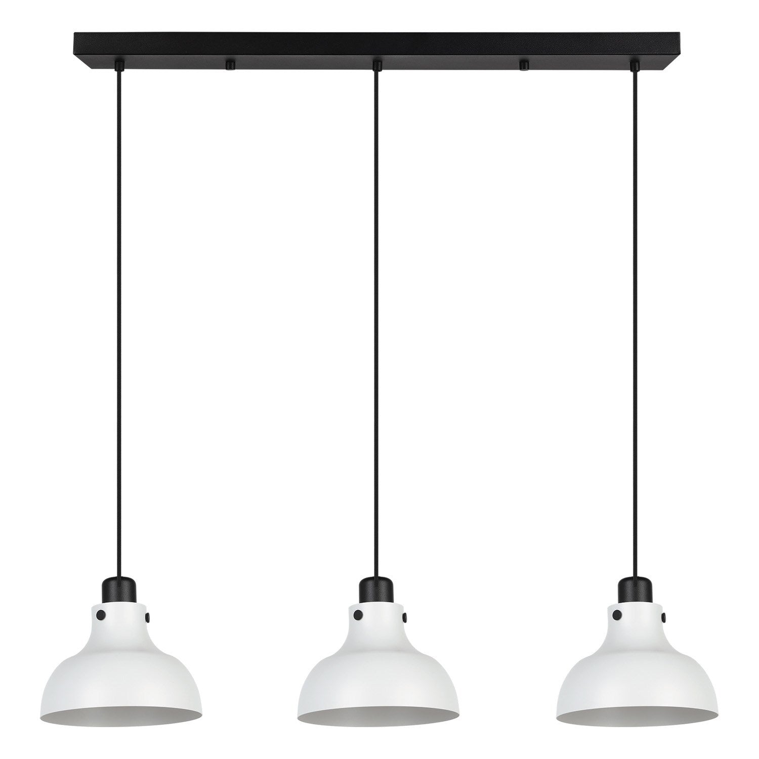 3 Light Linear Pendant W/ Black Finish & Light Grey Metal Shades by Eglo