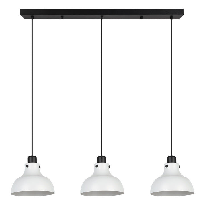 3 Light Linear Pendant W/ Black Finish & Light Grey Metal Shades by Eglo