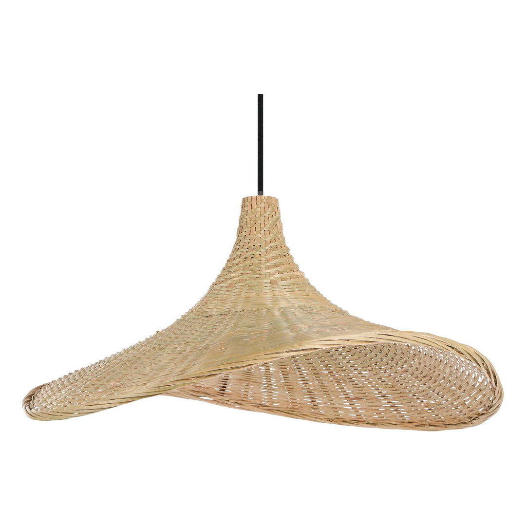 1 Light Pendant W/ Black Finish & Natural Bamboo Shade