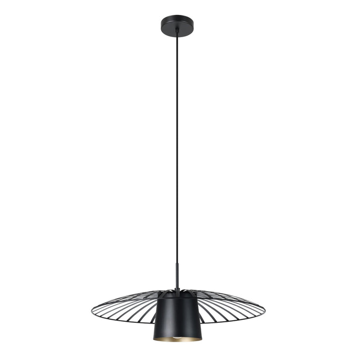 1 Light Pendant W/ Black Finish & Black W/ Gold Interior Metal Shade by Eglo