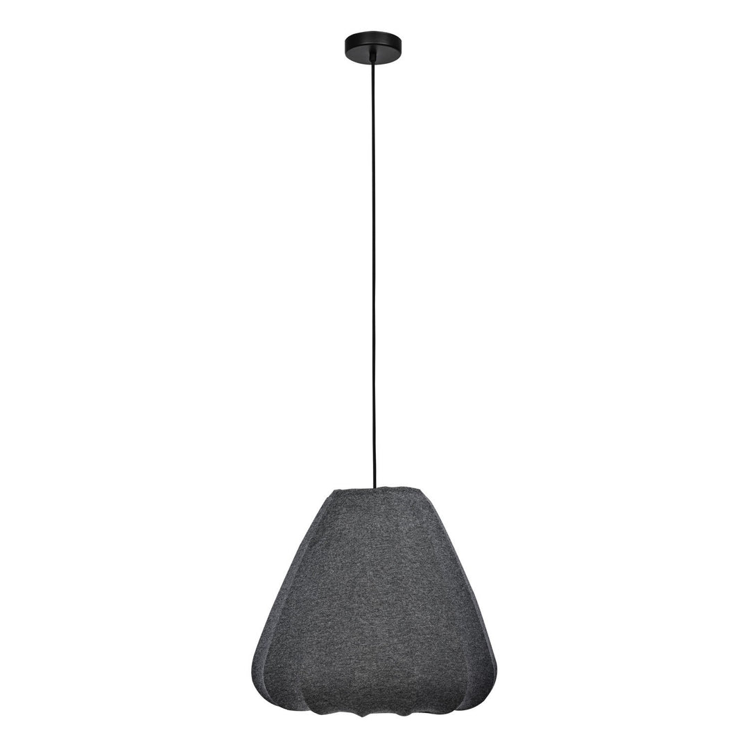 1 Light Dome Pendant W/ Black Finish & Dark Grey Fabric Shade by Eglo