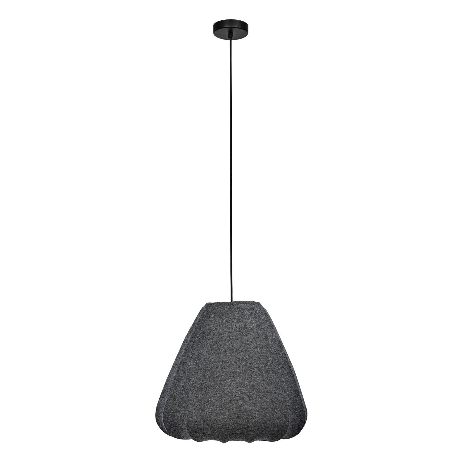 1 Light Dome Pendant W/ Black Finish & Dark Grey Fabric Shade by Eglo
