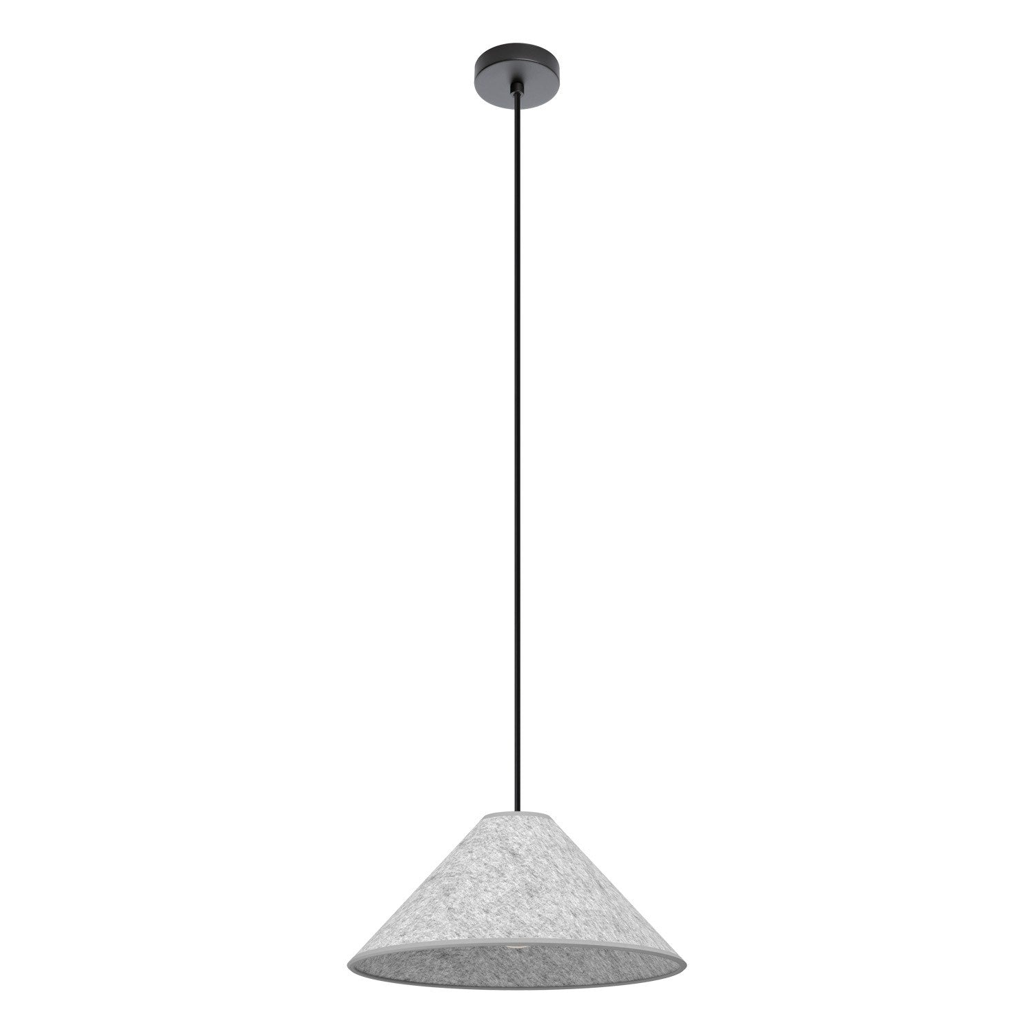 1 Light Cone Pendant W/ Black Finish & Grey Felt Shade by Eglo