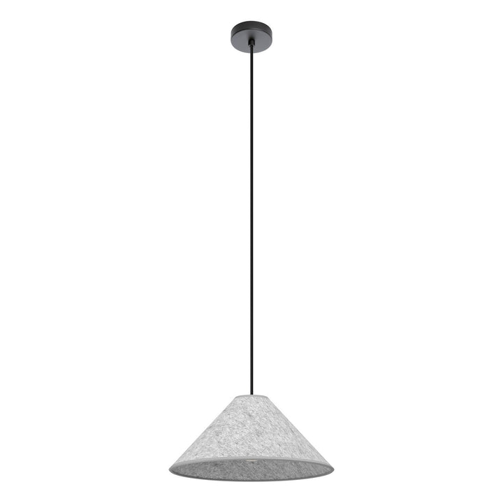 1 Light Cone Pendant W/ Black Finish & Grey Felt Shade by Eglo