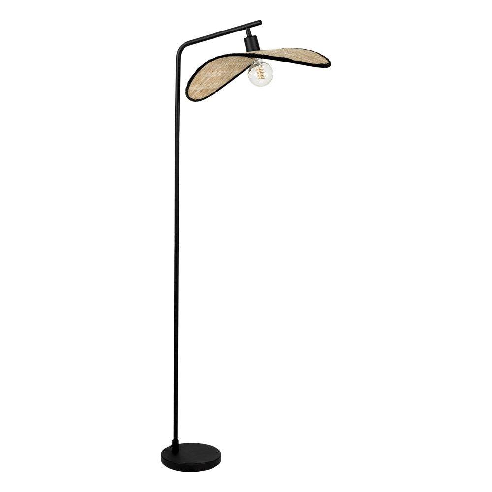 1 Light Floor Lamp W/ Black Finish & Bamboo Shade by Eglo
