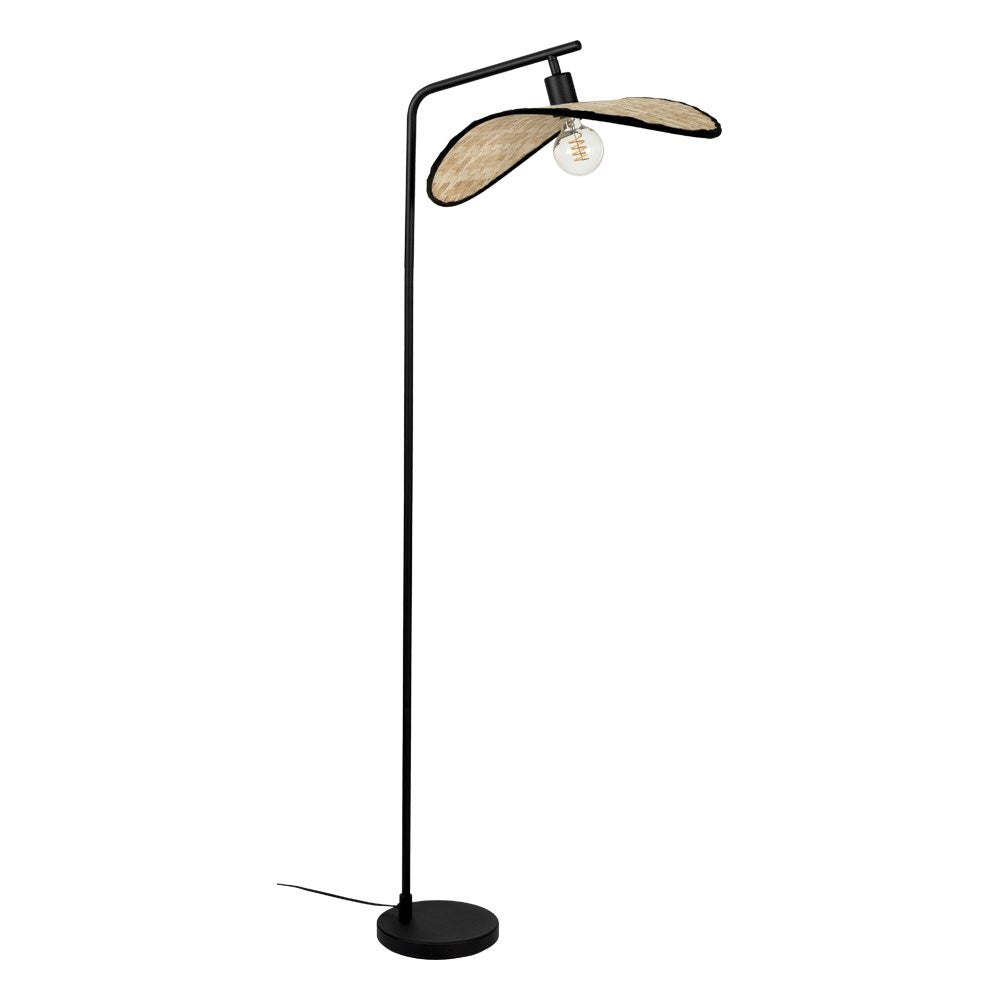 1 Light Floor Lamp W/ Black Finish & Bamboo Shade