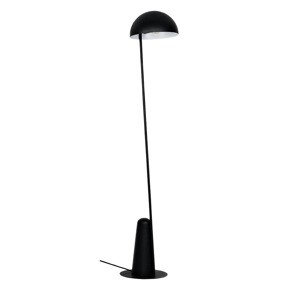 1 Light Floor Lamp Black W/ White Interior Metal Shade