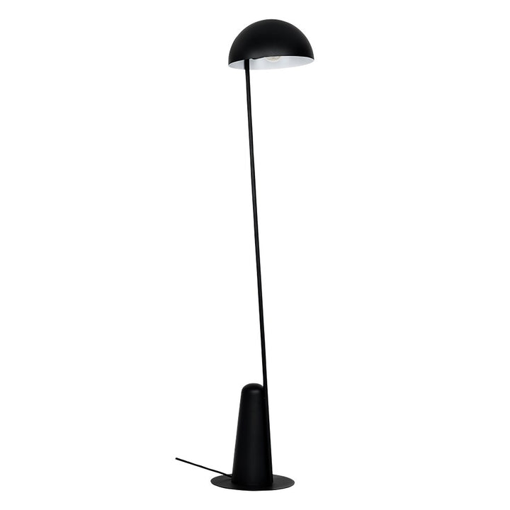 1 Light Floor Lamp Black W/ White Interior Metal Shade