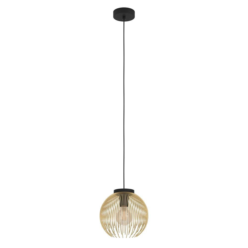1 Light Mini Pendant W/ Black Finish & Matte Gold Metal Shade by Eglo