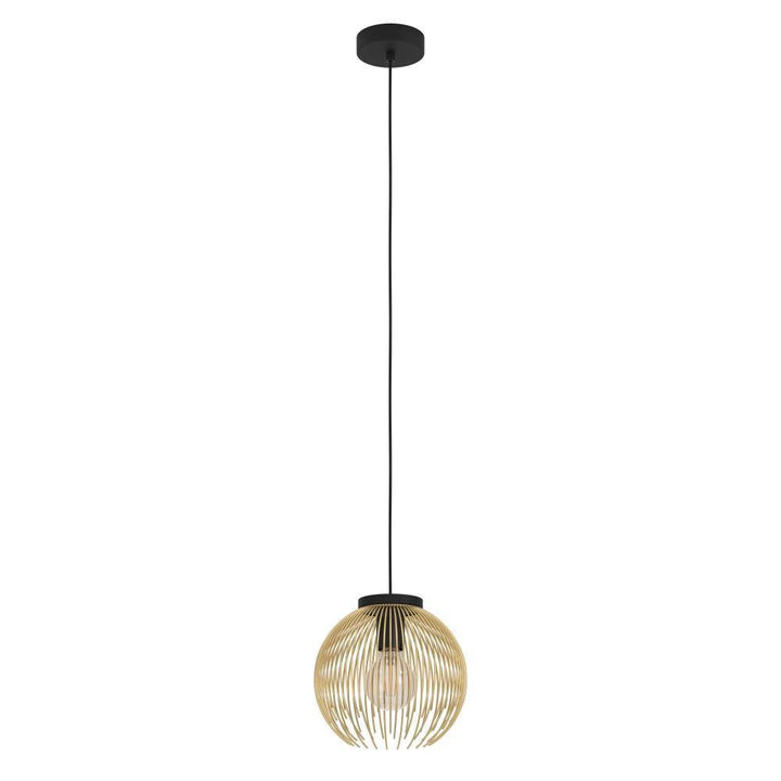 1 Light Mini Pendant W/ Black Finish & Matte Gold Metal Shade by Eglo