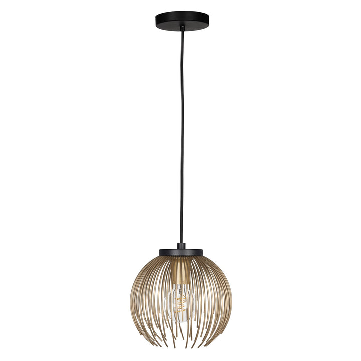 1 Light Mini Pendant W/ Black Finish & Matte Gold Metal Shade