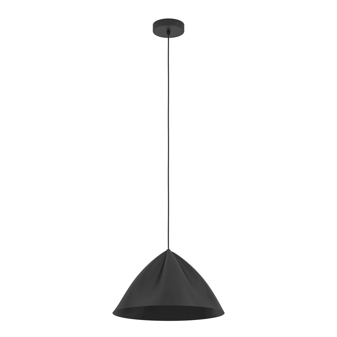 1 Light Pendant W/ Black Finish & Black Metal Shade by Eglo