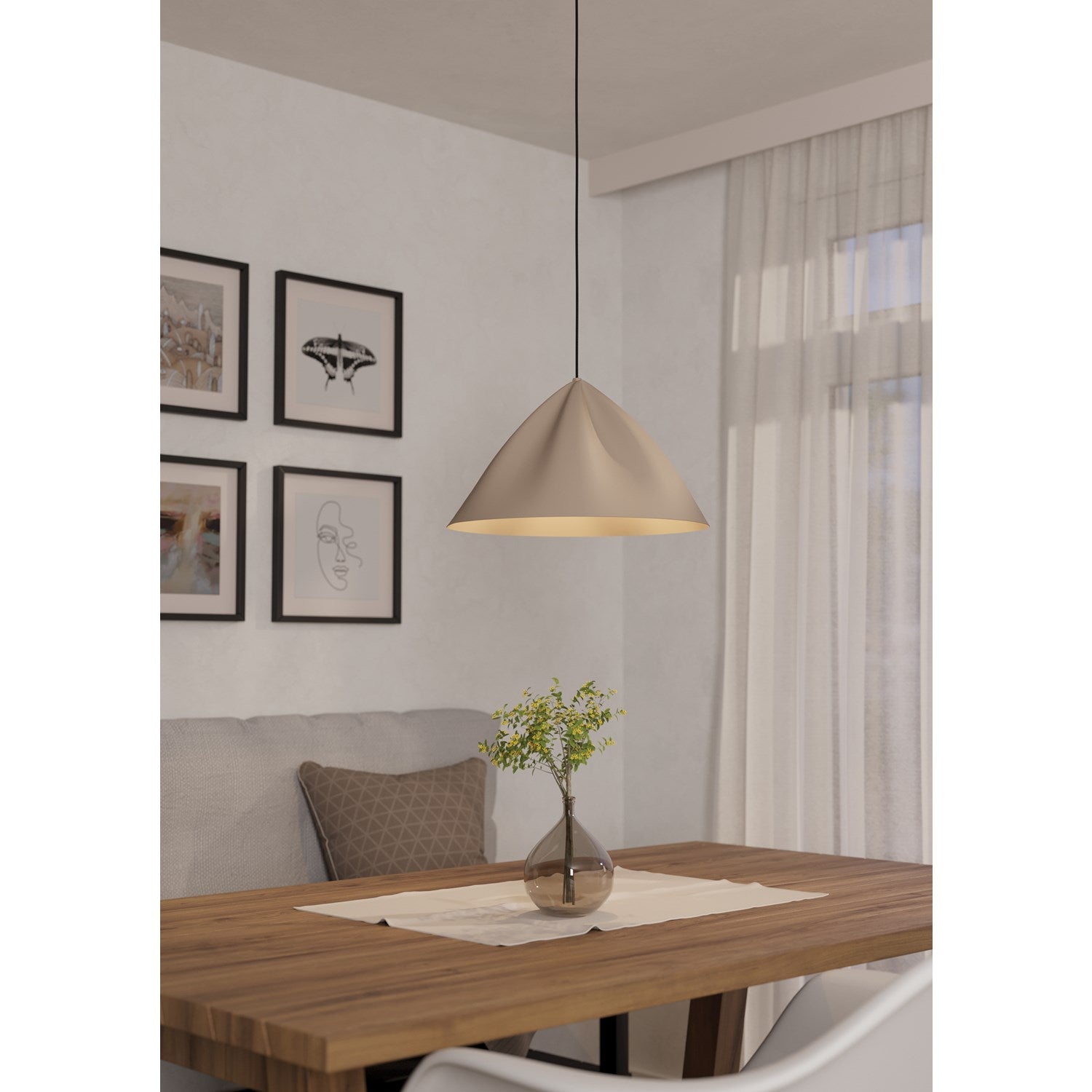1 Light Pendant W/ Sandy Finish & Sandy Metal Shade