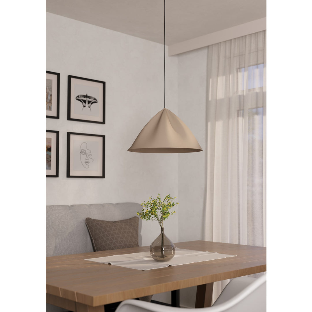 1 Light Pendant W/ Sandy Finish & Sandy Metal Shade