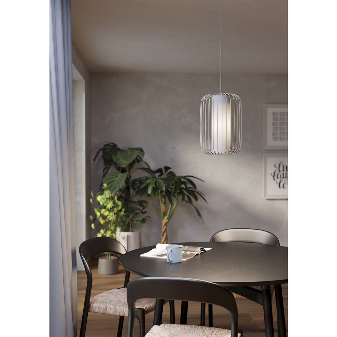 1 Light Pendant W/ Sandy Finish & White Shade