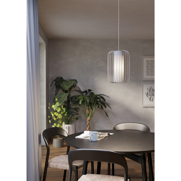 1 Light Pendant W/ Sandy Finish & White Shade