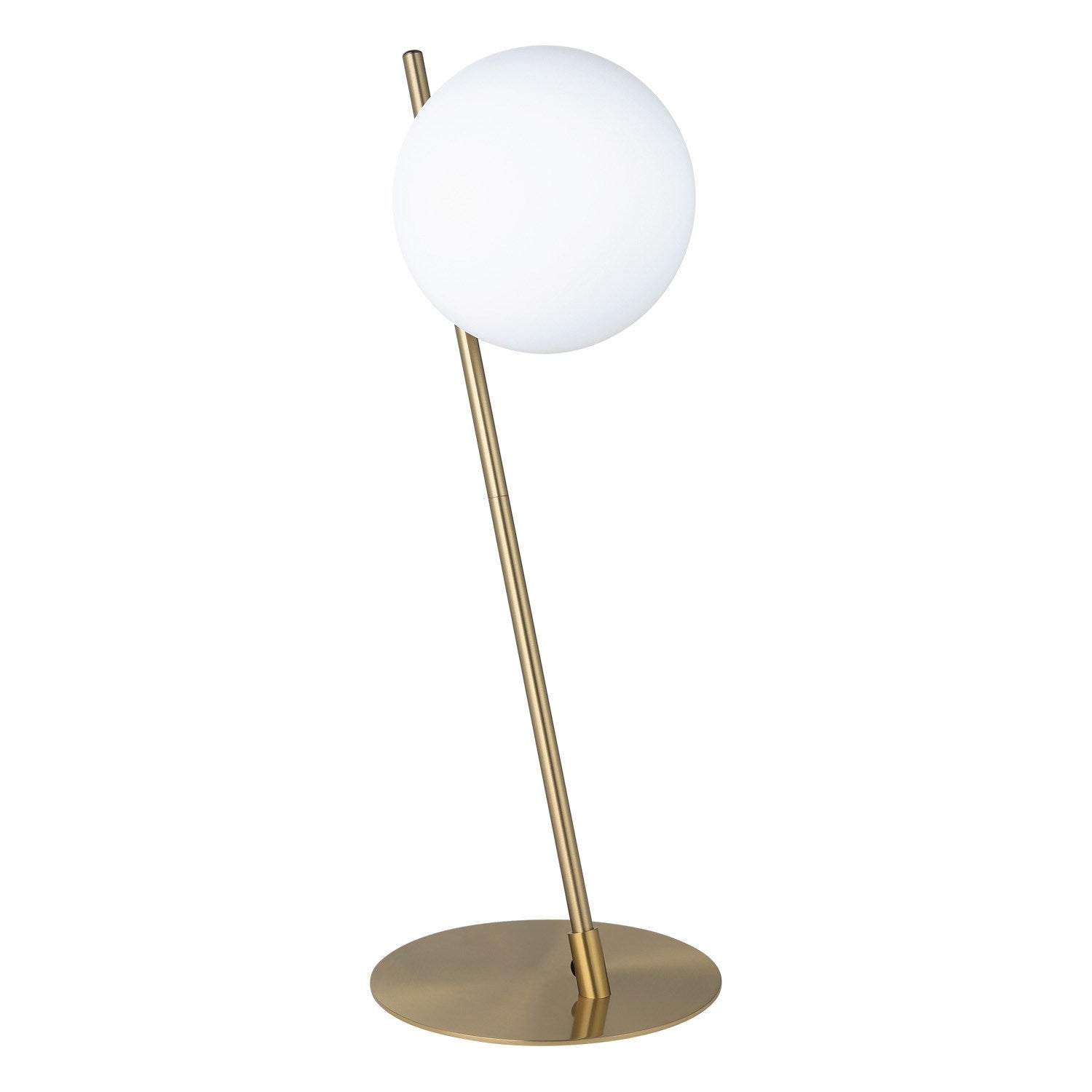 1 Light Table Lamp W/ Brushed Gold Finish & White Glass Sphere Shade by Eglo