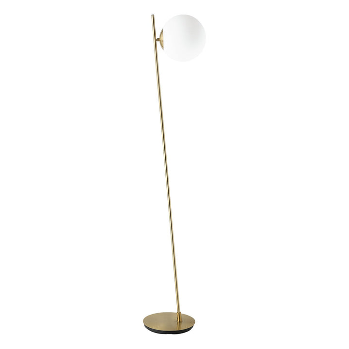 1 Light Floor Lamp W/ Brushed Gold Finish & White Glass Sphere Shade by Eglo