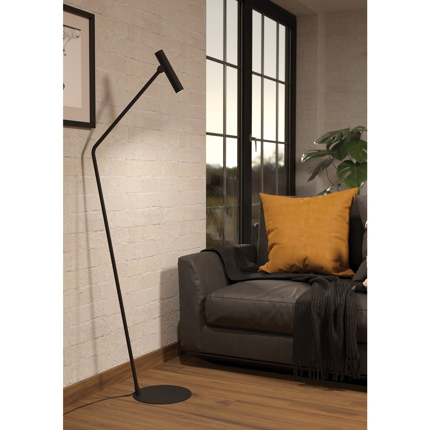 1 Light Led Floor Lamp W/ Black Finish & Black Directional Shade
