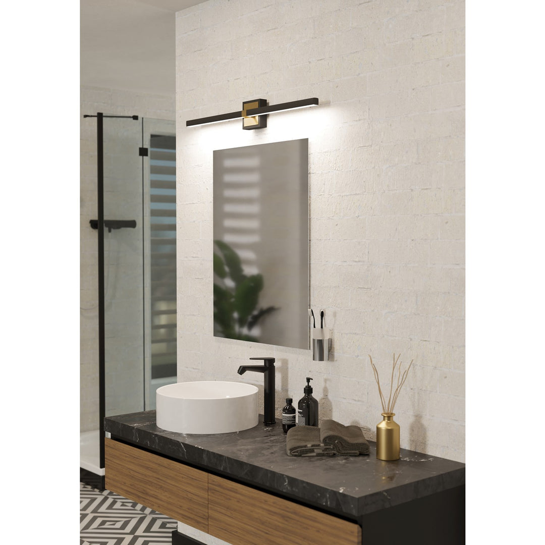 1 Light Integrated Led Bath/Vanity Light W/ Black & Brushed Brass Finish