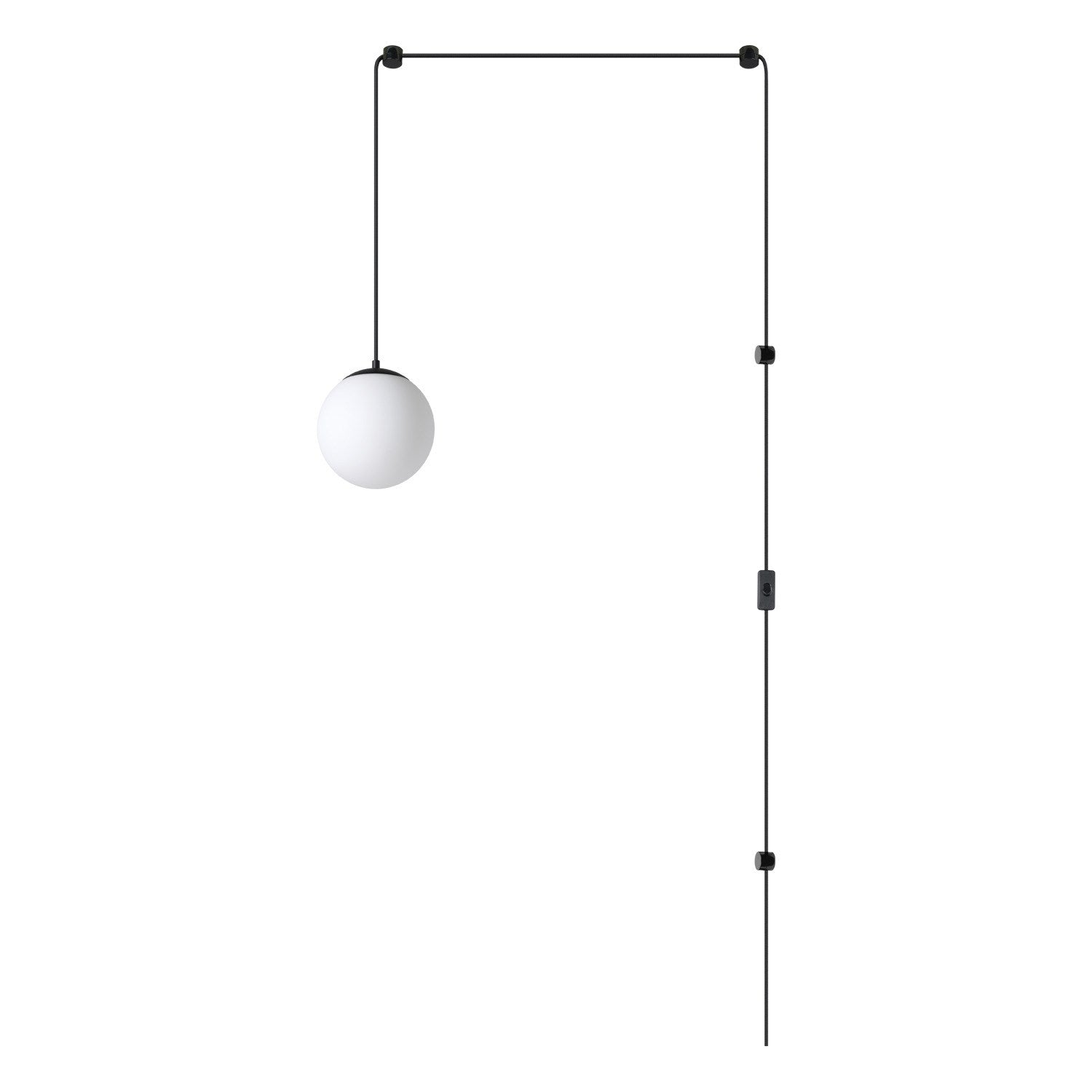 1 Light Pendant W/ Black Finish & White Sphere Shade by Eglo