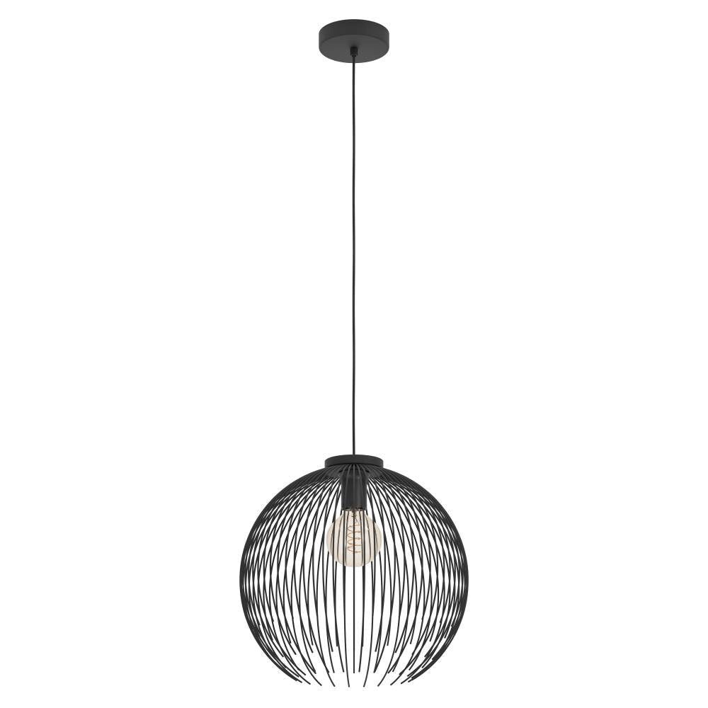 1 Light Pendant W/ Black Finish & Black Metal Shade by Eglo