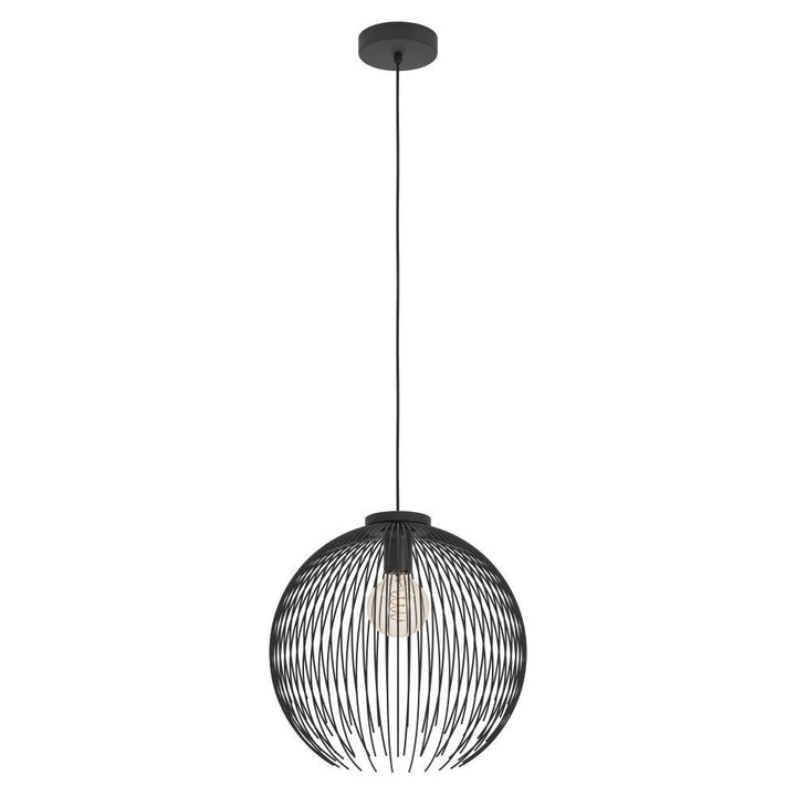 1 Light Pendant W/ Black Finish & Black Metal Shade by Eglo