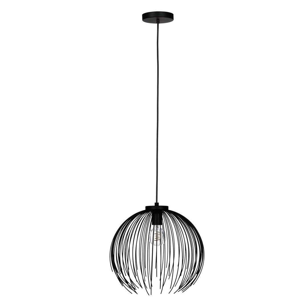 1 Light Pendant W/ Black Finish & Black Metal Shade