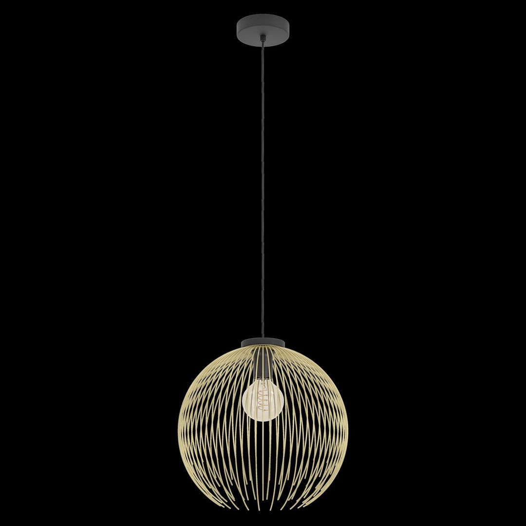 1 Light Pendant W/ Black Finish & Gold Metal Shade