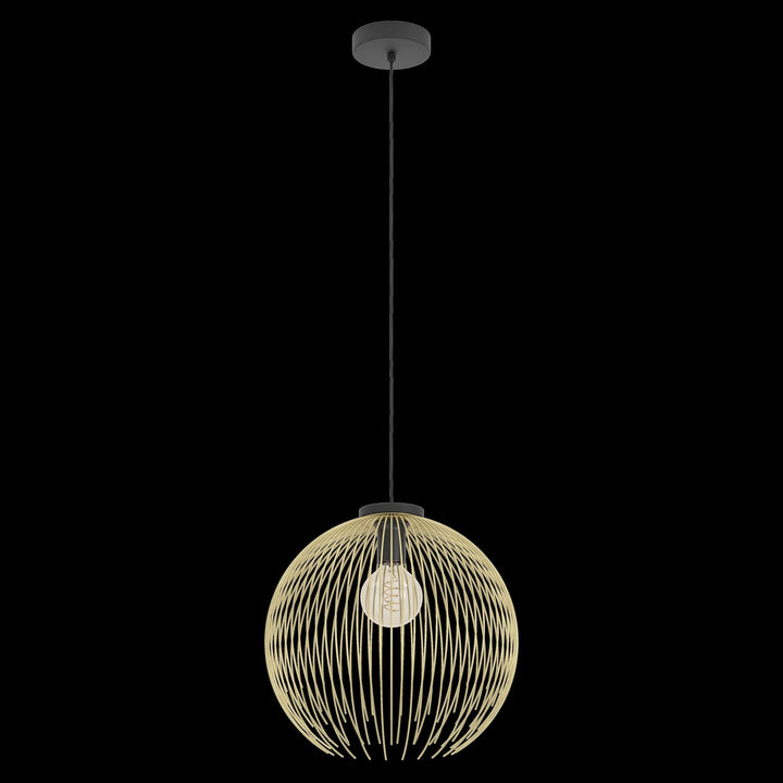 1 Light Pendant W/ Black Finish & Gold Metal Shade