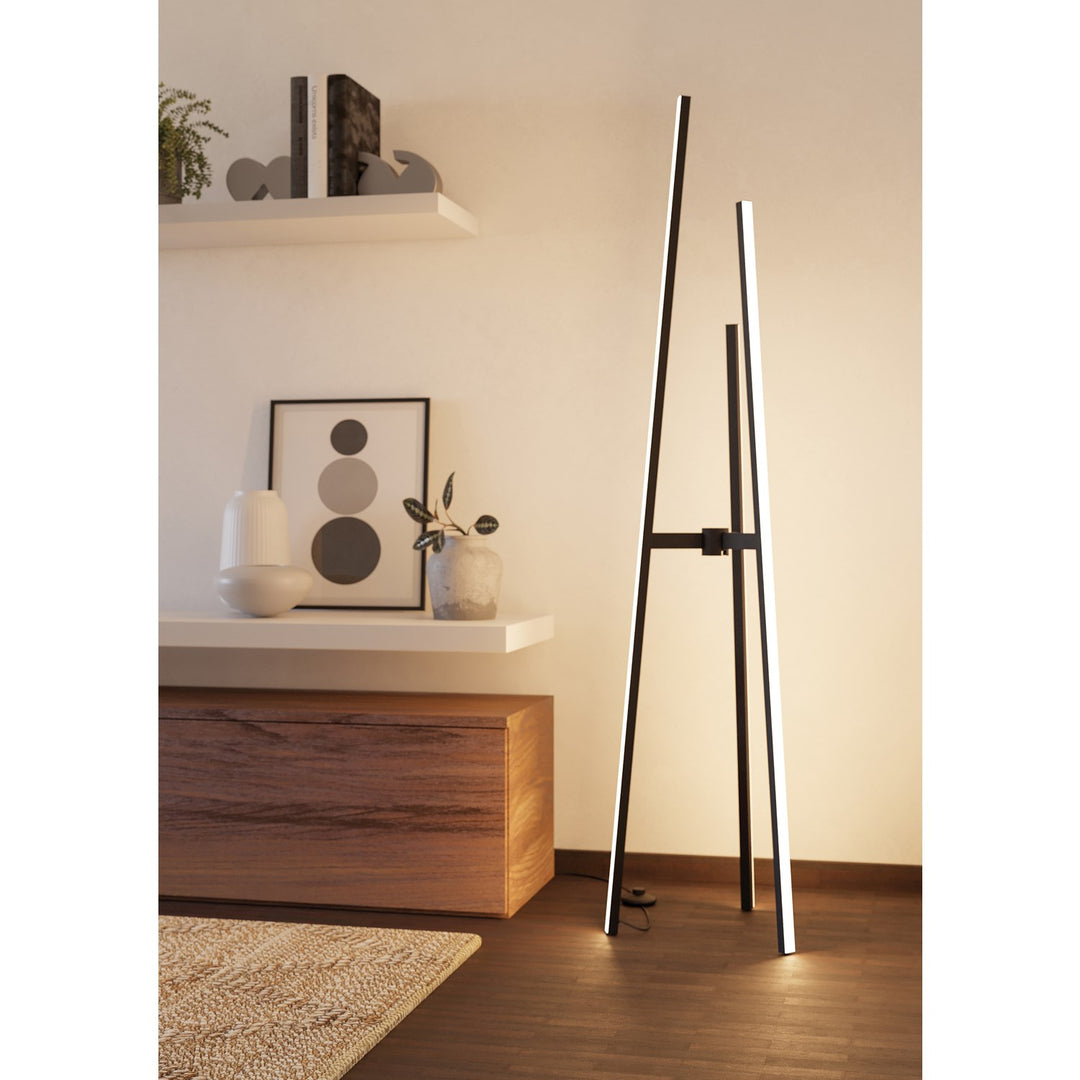 3 Light Integrated Led Floor Lamp With Black Finish & White Diffuser