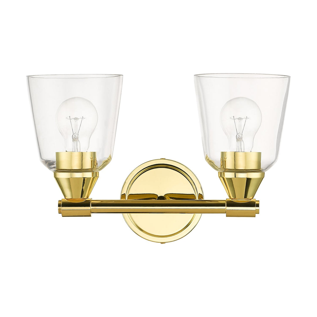 2 Light Polished Brass Vanity Sconce