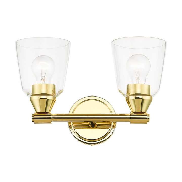 2 Light Polished Brass Vanity Sconce