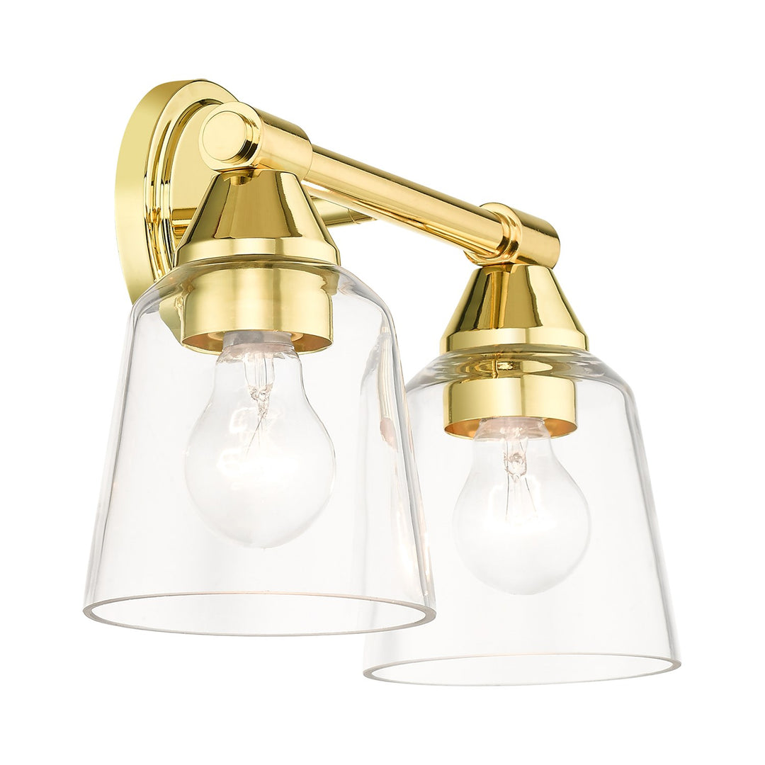 2 Light Polished Brass Vanity Sconce