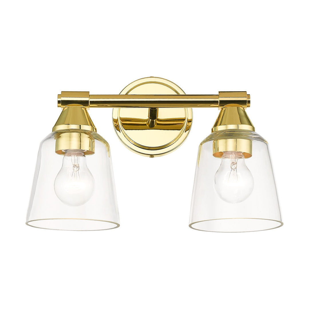 2 Light Polished Brass Vanity Sconce