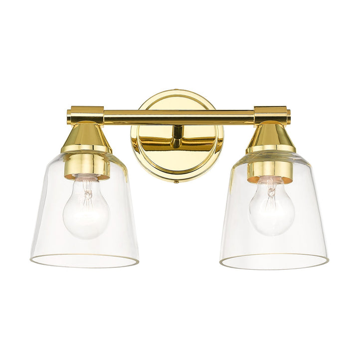 2 Light Polished Brass Vanity Sconce