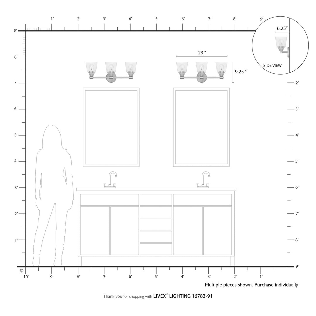 3 Light Brushed Nickel Vanity Sconce