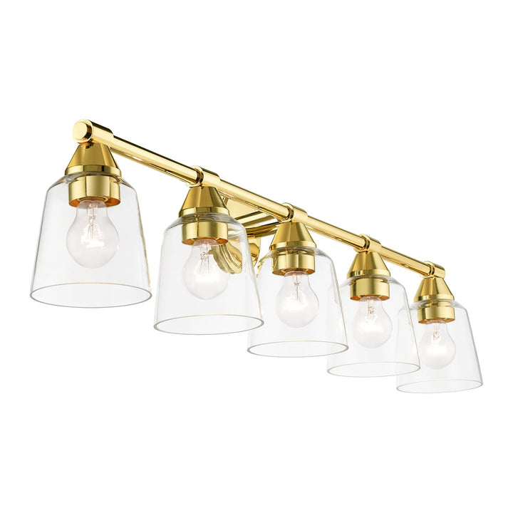 5 Light Polished Brass Large Vanity Sconce