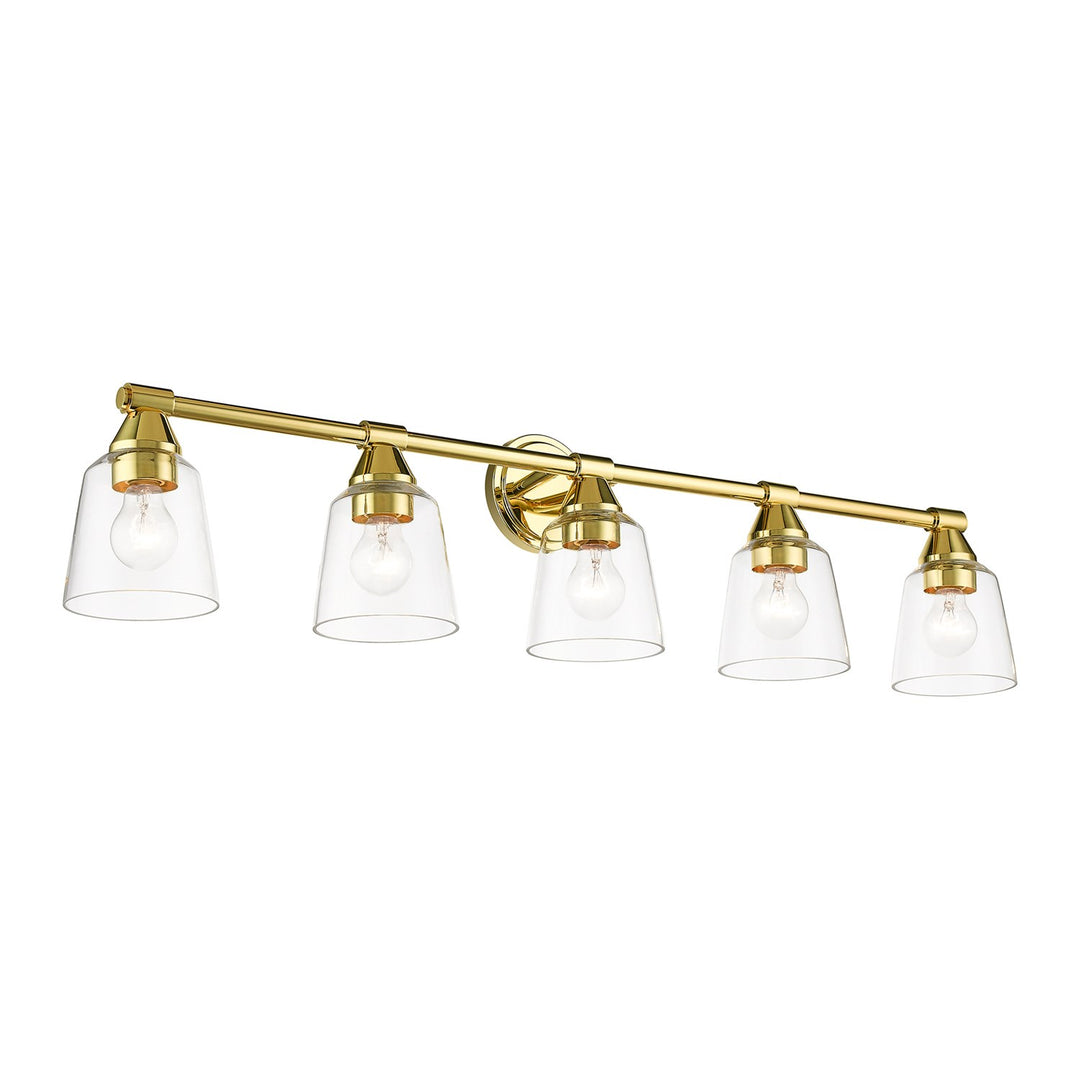 5 Light Polished Brass Large Vanity Sconce